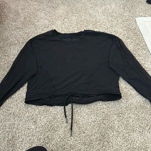 Black lululemon cropped tie long sleeve mesh top
